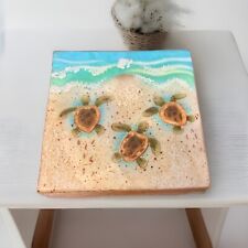 Caja de 3 baratijas tortugas Capiz Shell iridiscente pintada a mano decoración costera océano, usado segunda mano  Embacar hacia Argentina