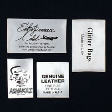 1000 PCS CUSTOM THERMAL PRINTED NAME TAGS LABELS, Text & Logo on White Satin comprar usado  Enviando para Brazil