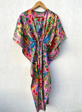 Vestido longo rosa indiano Frida Kahlo estampa algodão maxi feminino roupa de dormir caftan comprar usado  Enviando para Brazil