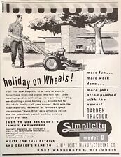 Tractor de jardín Simplicity 1948 cortacésped cultivo quitanieves anuncio impreso 161, usado segunda mano  Embacar hacia Argentina