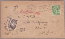 1931 KGV COVER SHEFFIELD 2d/060 NEWENT MARK 2d POSTAGEM DEVIDO CUSTO NÃO COLETADO comprar usado  Enviando para Brazil