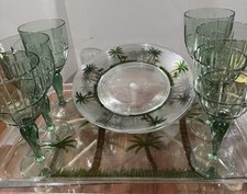 Conjunto de jantar acrílico palmeira com bandeja de 14”X20”, seis pratos de 10” e seis taças. comprar usado  Enviando para Brazil