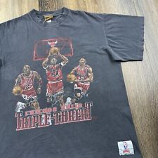Camisa masculina vintage Chicago Bulls L preta ameaça tripla Rodman Jordan Pippen anos 90, usado comprar usado  Enviando para Brazil