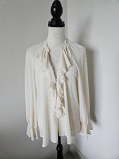 blusa zara linda marfim babados transparente mangas compridas tamanho grande comprar usado  Enviando para Brazil