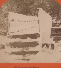 Frozen Luna Island Bridge Niagara Falls NY George Barker Stereoview c1870 comprar usado  Enviando para Brazil