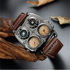 Relógio de pulso masculino Oulm dois fusos horários pulseira de couro quartzo relogio masculino comprar usado  Enviando para Brazil