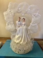 Decoração de bolo de casamento vintage noiva noivo coração flores pérola falsa novidade costeira EUA comprar usado  Enviando para Brazil