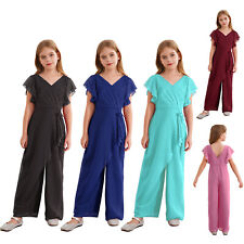 Usado, Macacão infantil feminino macacão de chiffon perna larga macacão formatura bodysuit comunhão comprar usado  Enviando para Brazil