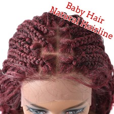 Peruca feminina amarrada à mão suíça de renda frontal tranças sintética 18" cabelo ombre ondulado EUA, usado comprar usado  Enviando para Brazil