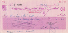 Cheque national provincial for sale  WESTON-SUPER-MARE