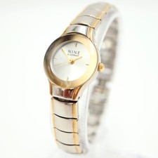 Relógio feminino Nine & Co. dois tons pulseira tom prata ouro 20 mm com nova bateria comprar usado  Enviando para Brazil