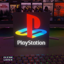 Placa de luz PlayStation retrô preta logotipo LED para jogos caixa de luz RGB, usado comprar usado  Enviando para Brazil