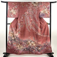Kimono feminino japonês Houmongi seda Tsujigahana folha de ouro rosa escuro 159cm comprar usado  Enviando para Brazil