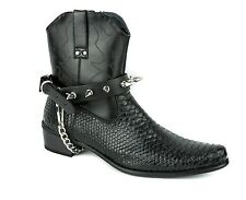 Usado, Bota Spike alça de couro premium corrente salto punk gótico militar tornozelo cowboy  comprar usado  Enviando para Brazil