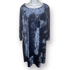 Vestido de veludo Coldwater Creek azul marinho floral em relevo G comprar usado  Enviando para Brazil