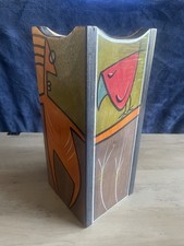 ORG. Urna/vaso abstrato de madeira compensada feito à mão KAKADU feito em Israel 13,5” x 5,5” comprar usado  Enviando para Brazil