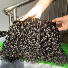 Usado, Pacotes de cabelo cru Pixie pacotes encaracolados 100% cabelo humano #1B extensões de cabelo encaracolado comprar usado  Enviando para Brazil