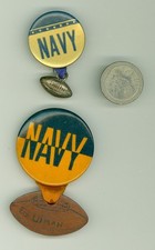 2 botões pinback time de futebol universitário da Academia Naval dos EUA anos 1930-40 aspirantes, usado comprar usado  Enviando para Brazil