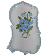 Bandeja de vaidade de porcelana vintage pintada à mão com violetas azuis assinadas H. Nelson  comprar usado  Enviando para Brazil