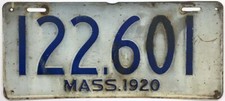 Massachusetts 1920 license for sale  Bloomsburg