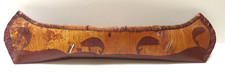 Canoa miniatura vintage casca de bétula decorada-manchada com tema de pesca ca 1990 comprar usado  Enviando para Brazil