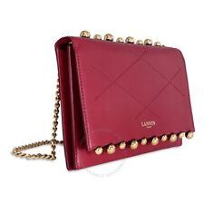 Bolsa carteira LANVIN Sugar Pearl corrente alça corpo transversal ombro pele de cordeiro - Vermelha comprar usado  Enviando para Brazil