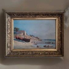 Óleo sobre Tela Anônimo "Barca de Pescador" Moldura Madeira Estucada Arte Dourada comprar usado  Enviando para Brazil