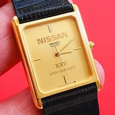 Relógio Seiko Nissan Tank raro dourado estojo pulseira de couro 9021-5009 vintage comprar usado  Enviando para Brazil