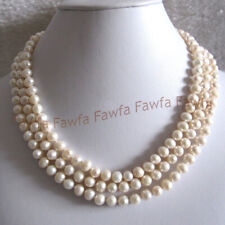 Colar de pérolas de água doce branco natural real 3 fileiras 5-7mm joias 18-20" comprar usado Colar de pérolas de água doce branco natural real 3 fileiras 5-7mm joias 18-20" comprar usado  Enviando para Brazil