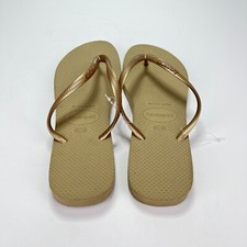 Sandálias femininas Havaianas douradas slim flip flop chinelos finos tamanho 41-42 novas com etiquetas, usado comprar usado  Enviando para Brazil