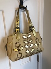 Bolsa de ombro Isabella Fiore M com zíper fechado lona bege com detalhes dourados, fivelas comprar usado  Enviando para Brazil