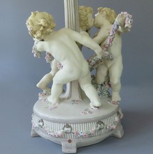 Antiga base de abajur de porcelana 26" 3 querubins swags rosas Rudolf PODANY Viena comprar usado  Enviando para Brazil