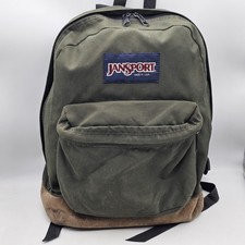 Mochila de couro clássica vintage anos 90 Jansport verde oliva feita nos EUA comprar usado  Enviando para Brazil
