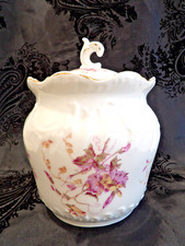 Jarro de biscoito vitoriano vintage de porcelana Hermann Ohme~flores rosa~feito na Alemanha comprar usado  Enviando para Brazil