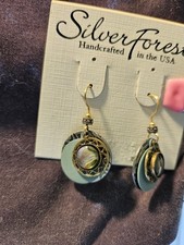 Brincos Abalone de aço cirúrgico folheados a prata floresta 18k comprar usado  Enviando para Brazil