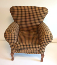 Poltrona estofada tamanho boneca almofada estofada 12" altura bege marrom decoração comprar usado  Enviando para Brazil