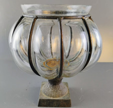 Suporte de vela de vidro enjaulado com pedestal de abóbora 5,5" ferro vintage, usado comprar usado  Enviando para Brazil