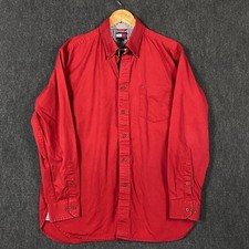 Camisa masculina Tommy Hilfiger manga longa grande com botões vermelha ajuste regular comprar usado  Enviando para Brazil