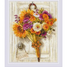 Używany, Riolis zestaw do haftu krzyżykowego "Jesienna parasolka", 24x30cm, DIY na sprzedaż  Wysyłka do Poland