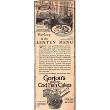Usado, Gorton-Pew Fisheries menu quaresmal bolos de bacalhau Gloucester MA 1931 anúncio AG3-4 comprar usado  Enviando para Brazil