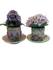 Conjunto de 2 canecas de chá de resina com flores falsas A Richesco Corp CottageCore Decor comprar usado  Enviando para Brazil