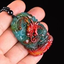 Collar Colgante Dragón de Jade Joyería Tallada Amuletos Dijes Natural Colorido segunda mano  Embacar hacia Mexico