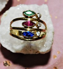 Gelbgoldring 585 farbsteinen gebraucht kaufen  Dinslaken