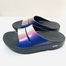 Usado, Sandália OOFOS Luxe Slide Cunha Cor Plana Calypso Metálica Meninas Mulheres Tamanho M 4 comprar usado  Enviando para Brazil