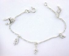 7 1/2 Inch Pure REAL .925 Sterling Slver MUSICAL NOTE  Bracelet EBS2270 comprar usado  Enviando para Brazil
