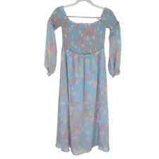 Vestido Midi French Connection Diana Smocked Off The Shoulder Azul Floral EUA 4 comprar usado  Enviando para Brazil