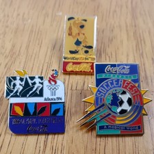 Alfinetes de lapela esmaltados vintage Coca-Cola '96 Olympics, Soccer Fest e Copa do Mundo '94 comprar usado  Enviando para Brazil