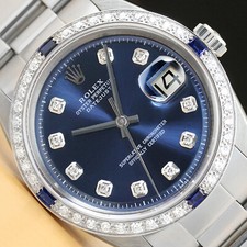 RELÓGIO MASCULINO ROLEX DATEJUST DIAMANTE AZUL SAFIRA OURO BRANCO 18K AÇO INOXIDÁVEL comprar usado  Enviando para Brazil