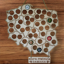 Drewniana Mapa Polski na Kapsle na sprzedaż  PL