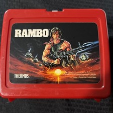 Lancheira Rambo Vintage 1985 Plástica Vermelha com Garrafa Térmica Sylvester Stallone! Limpo! comprar usado  Enviando para Brazil